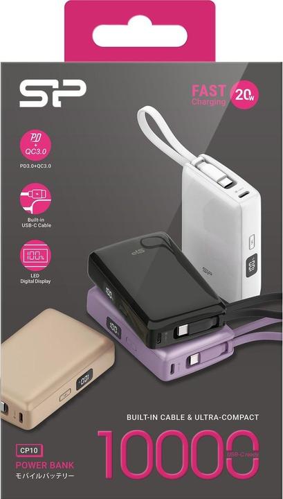 Actual product image Silicon Power Powerbank CP10 10000 mAh Schwarz (10000 mAh, 12 W, 37 Wh)