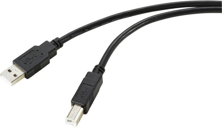 Actual product image Renkforce USB cable USB 2.0 USB-A plug, USB-B plug 15.00 m Black Active m (15 m, USB 2.0, 2.50 W)