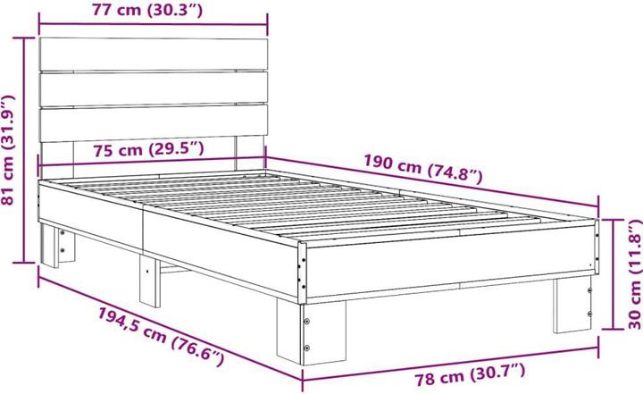 Image du produit vidaXL Bettgestell (75 x 190 cm)