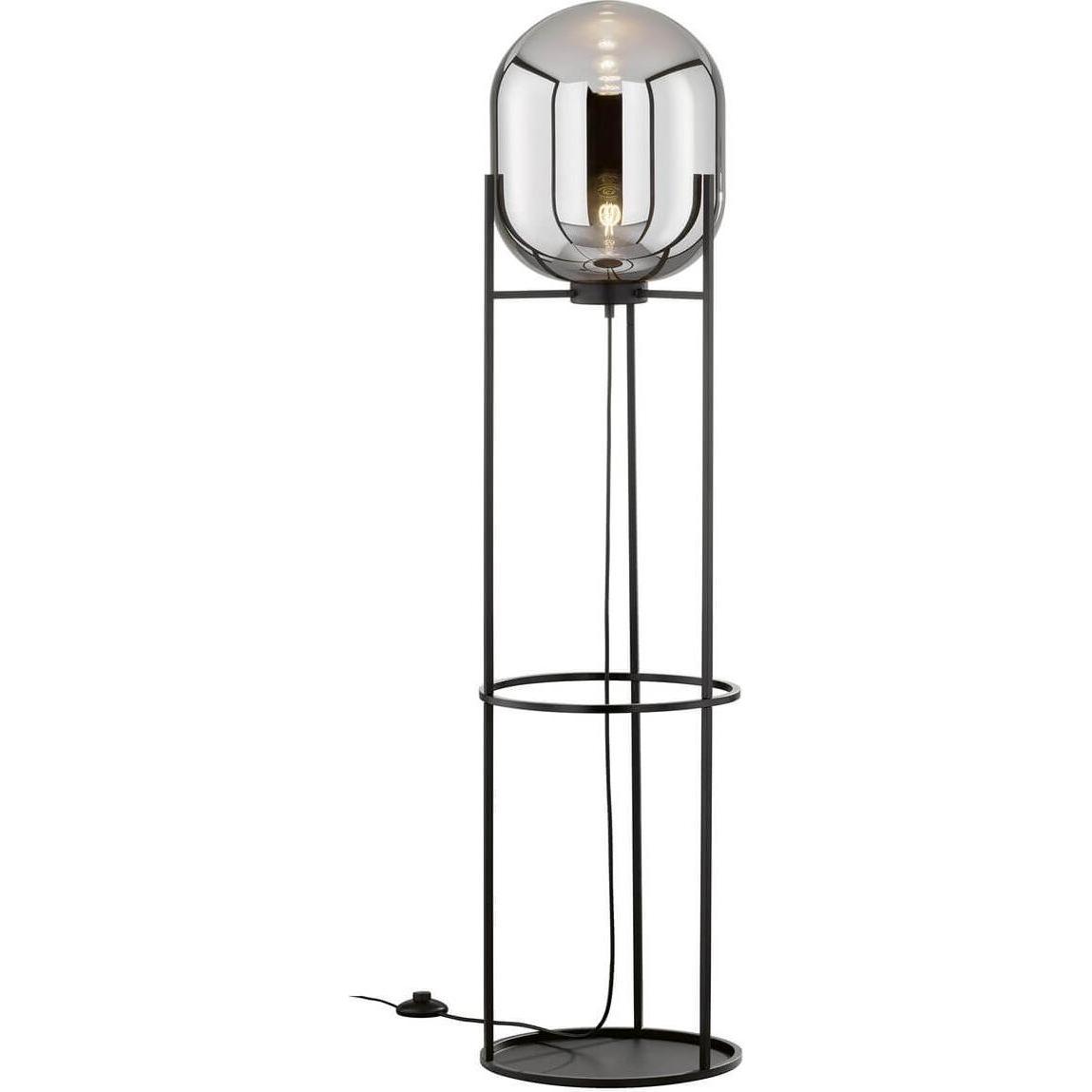 Fischer & Honsel, Stehlampe, Honsel Stehleuchte Regi - schwarz matt/Glas rauchfarben (40423) (E27)