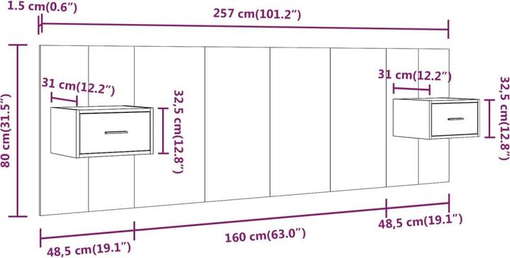 Image du produit vidaXL Modernes Schlafzimmer (32.50 x 32.50 x 80 cm)