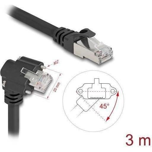 Delock 80919 - Patchkabel Cat.6, S/FTP, 3m, schwarz (S/FTP, CAT6, 3 m), Netzwerkkabel
