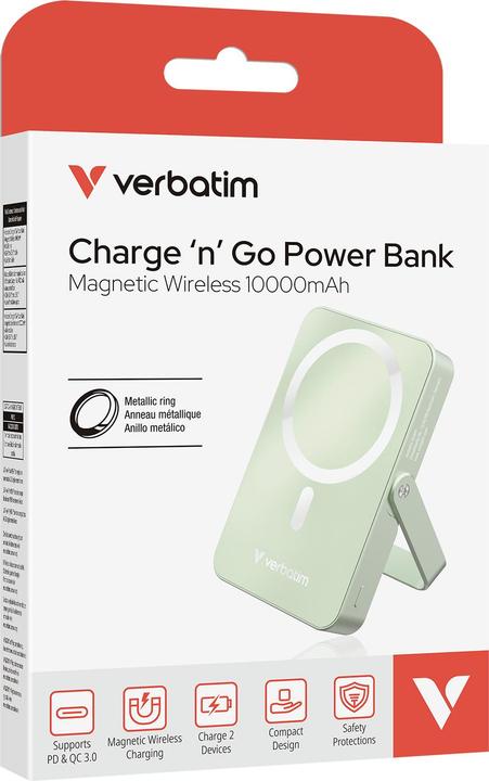 Produktbild Verbatim Powerbank 10000 mAh Green (10000 mAh, 20 W, 37 Wh)