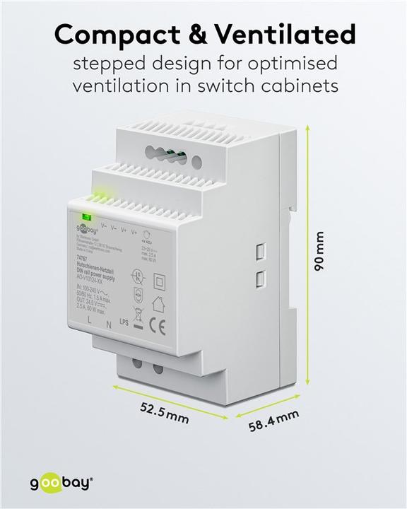 Productafbeelding Goobay Hutschienen-Netzteil DIN-Rail 24 V DC, 2,5 A, 60 W