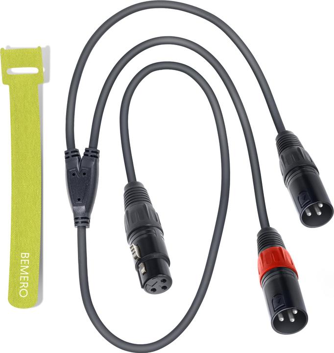 Image du produit Bemero BAC4043-75BK Câble adaptateur en Y 1x XLRf - 2x XLRm 0.75m noir (0.75 m, Câbles XLR)