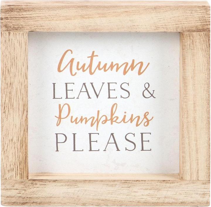 Immagine prodotto Something Different Autumn Leaves & Pumpkins Please In Legno Placca Incorniciata