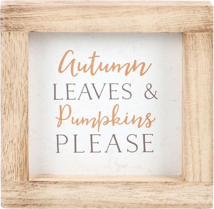 Produktbild Something Different Gerahmte Plakette Autumn Leaves & Pumpkins Please aus Holz