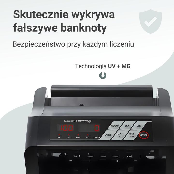 Image du produit Extralink Lockstar Compteuse de billets professionnelle pour billets de banque Uv, Ir, mg X-300 (Compteuse de billets)