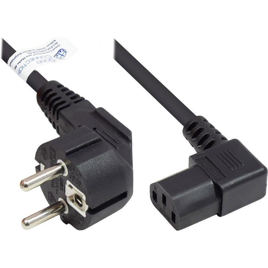 Good Connections, Verlängerungskabel, Netzkabel Schutzkontakt-Stecker Typ E+F (CEE 7/7, gewinkelt) an C13 (rechts gewink...