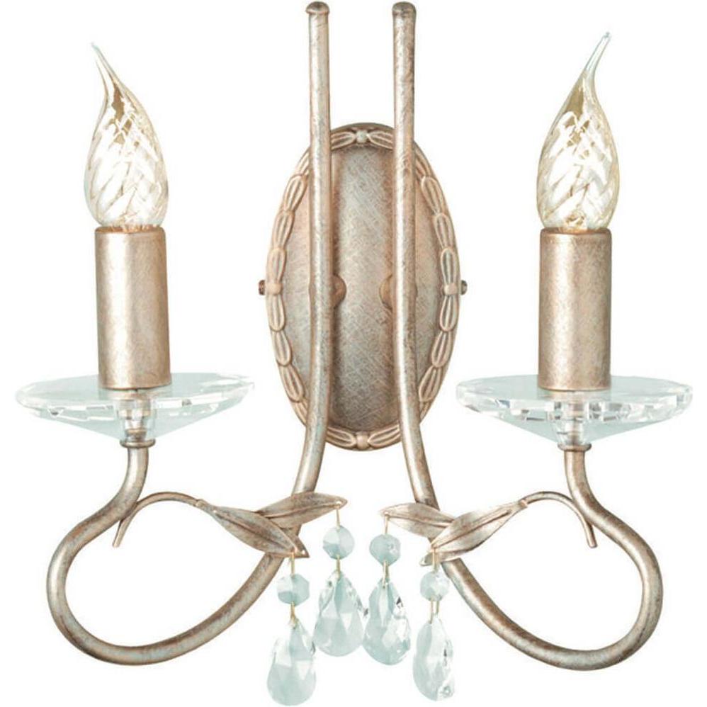 Elstead Lighting, Wandleuchte + Deckenleuchte, Christina Wandleuchte E14 2-fach Silber, Gold, Made in UK (E14)