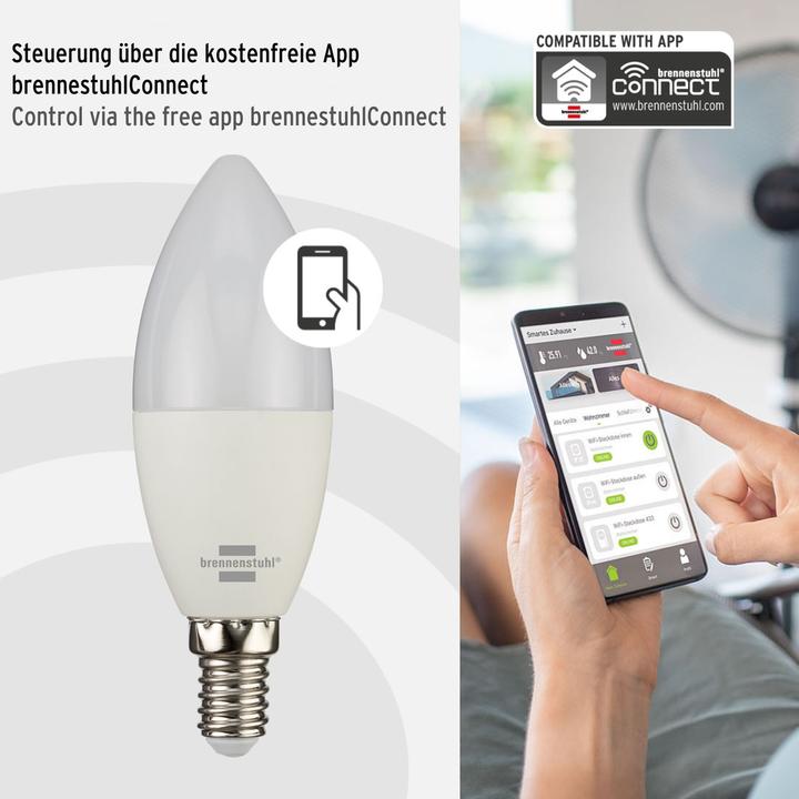 Actual product image Brennenstuhl Connect WiFi light bulb SB 400, E14, 430lm, 5.5W (E14, 430 lm, 1x)