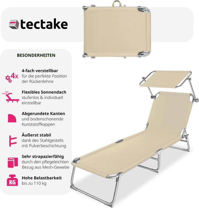 Produktbild tectake Gartenliege (190 cm)