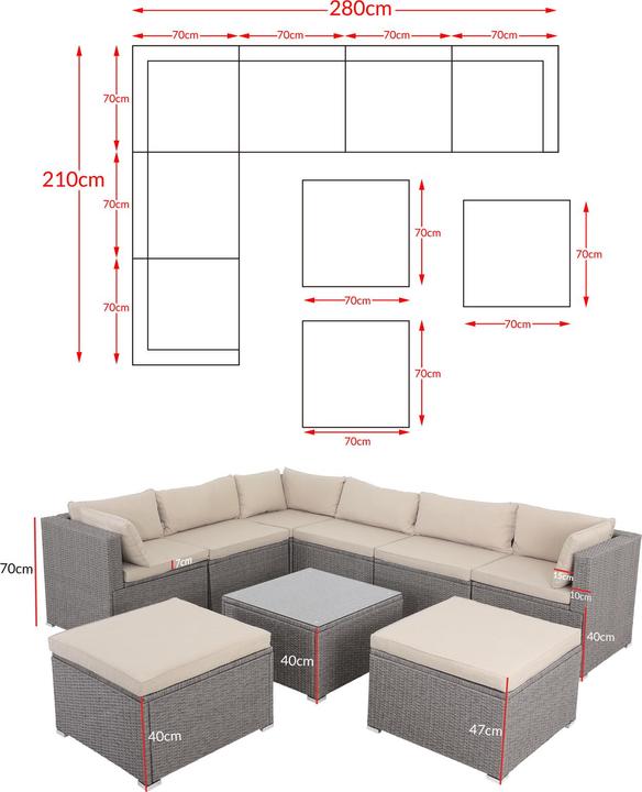 Produktbild Casaria Polyrattan Lounge Set