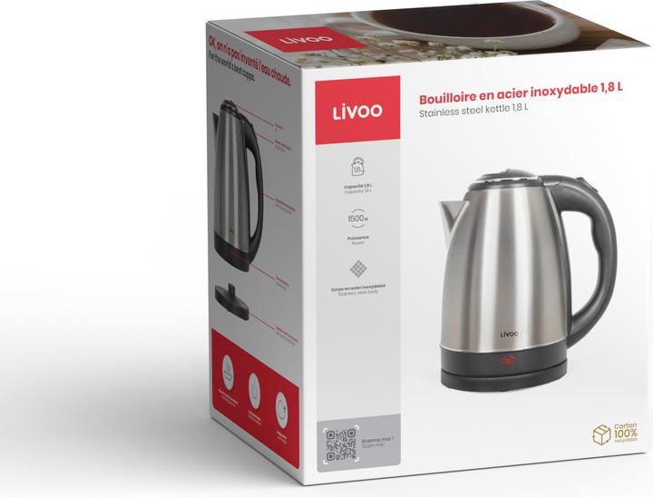 Actual product image Livoo Stainless steel kettle 1,8 L (1.80 l)