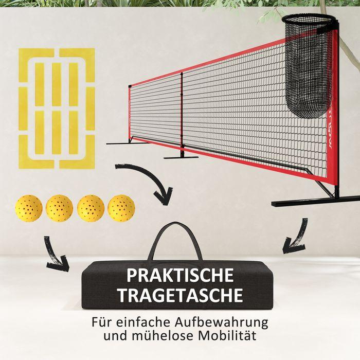 Actual product image Swisshandel24 Pickleball-Netz tragbares Set 6,7 m Pickleball-System mit Ballsammler, Bälle