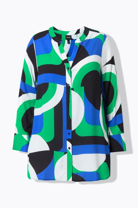 Actual product image Ulla Popken Graphic Print Button Down Tunic Blouse (42, 44)