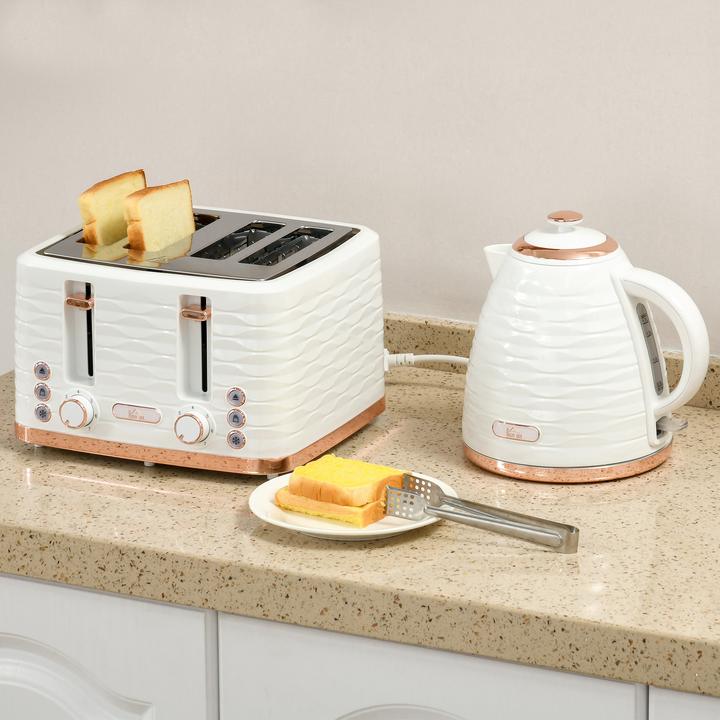 Produktbild Homcom Kocher-Toaster-Set Kunststoff, Stahl Cremeweiss (1.70 l)