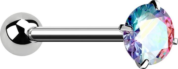 Produktbild Star Piercing Barbell silber mit Kugel und Kristall multicolor gefasst (ohne Messing, Chirurgenstahl 316L)