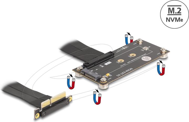 Produktbild Delock Adapter PCIe 3.0 x4 Stecker 90° gewinkelt zu M.2 Key (10 cm, PCIe)
