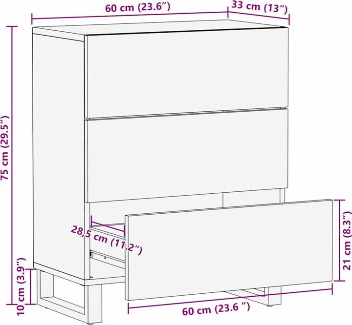 Actual product image vidaXL Sideboard (60 x 33 x 75 cm)