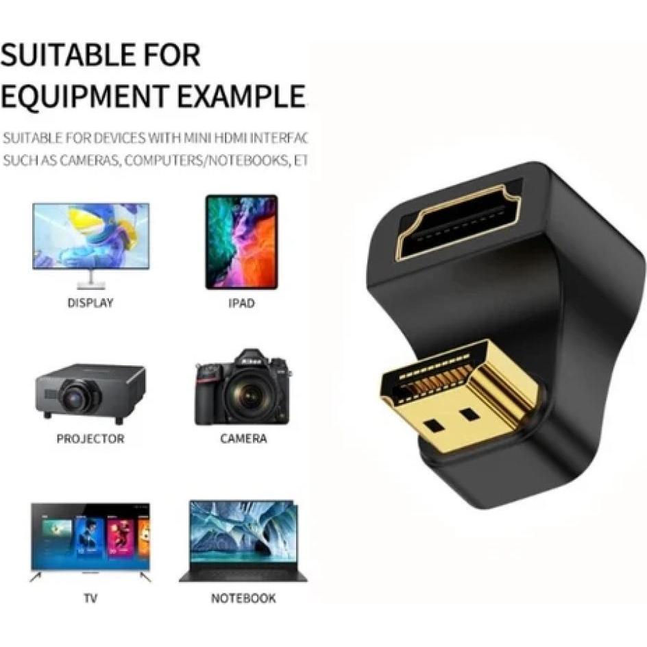 Thumbnail - PowerGuard HDMI auf HDMI 1.4 180-Grad Winkel U-Form Up Adapter (HDMI), Data + Video Adapter, Schwarz