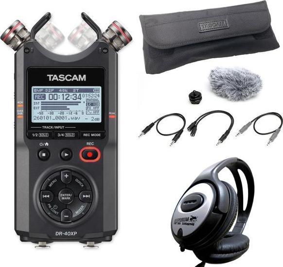 Tascam Audio-Recorder DR-40XP mit Kamera-Zubehörset und Kopfhörer (Handheld, Multitrack recorder)