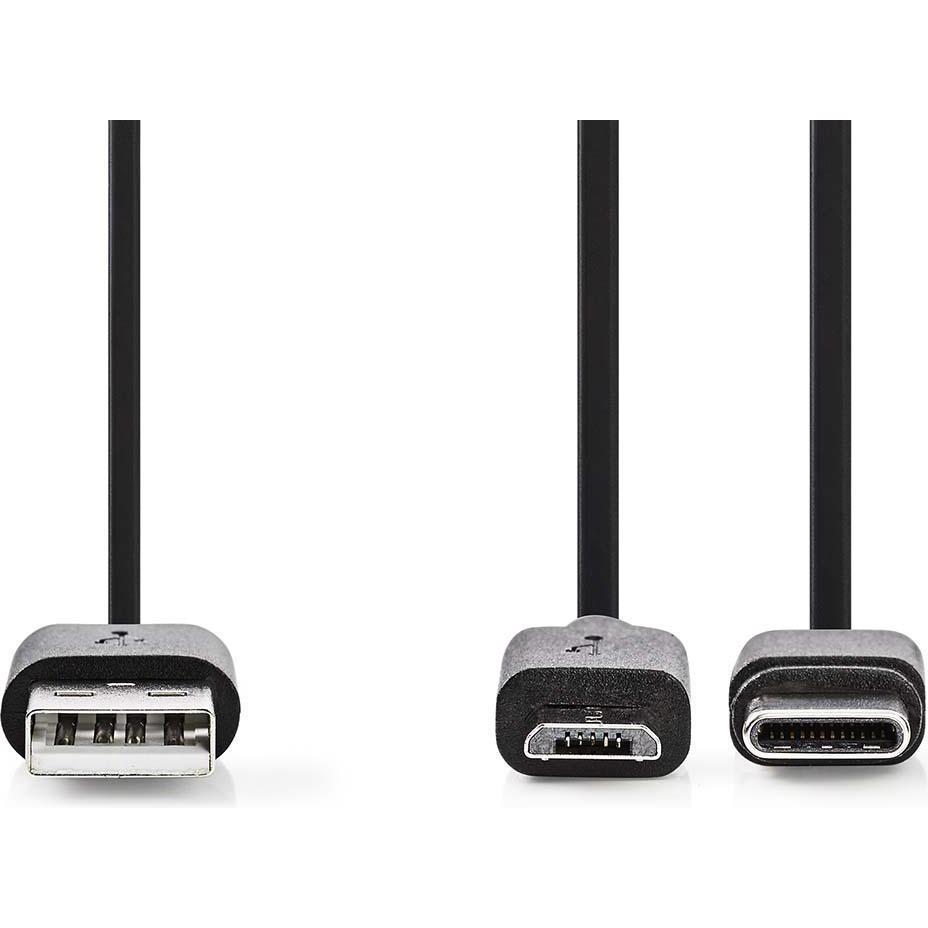 Thumbnail - Nedis 2 in 1 USB-Lade- und Synchronisierungskabel USB A männlich (1 m, USB 3.2 Gen 1), USB Kabel