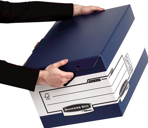 Produktbild Fellowes BANKERS BOX SYSTEM Archiv-Klappdeckelbox Maxi ERGO-Stor, blau, aus 100% recyceltem Karton, FSC zerti (38 x 54.5 x 29.5 cm)