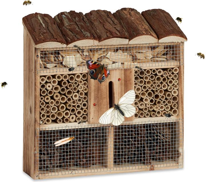 Relaxdays Hôtel pour insectes (Abeille, Guêpes creuseuses, Chrysanthèmes, Papillons)