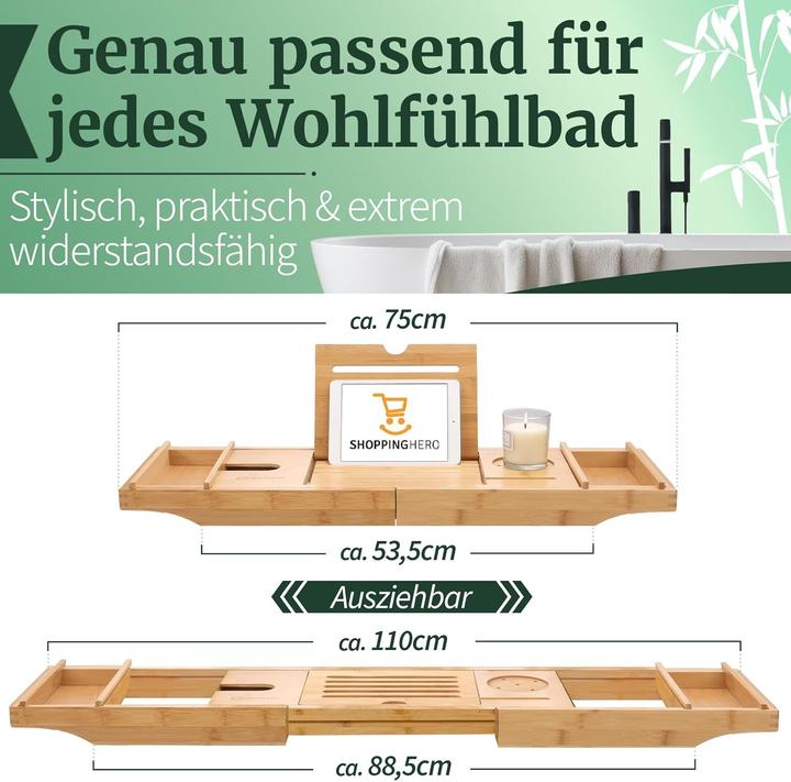 Produktbild Heimwert Badewannenablage aus Bambus