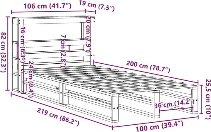Image du produit vidaXL Bettrahmen (100 x 200 cm)