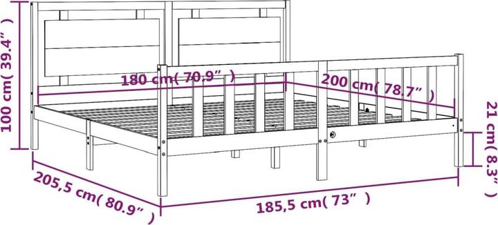 Produktbild vidaXL Bettrahmen (180 x 200 cm)