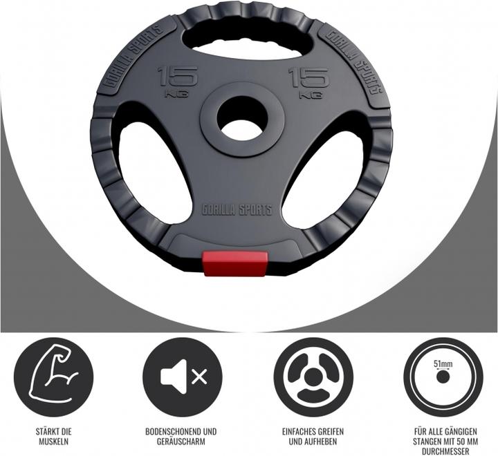 Image du produit Gorilla Sports Disque d'haltères Olympia 50/51mm (1 x 15 kg)