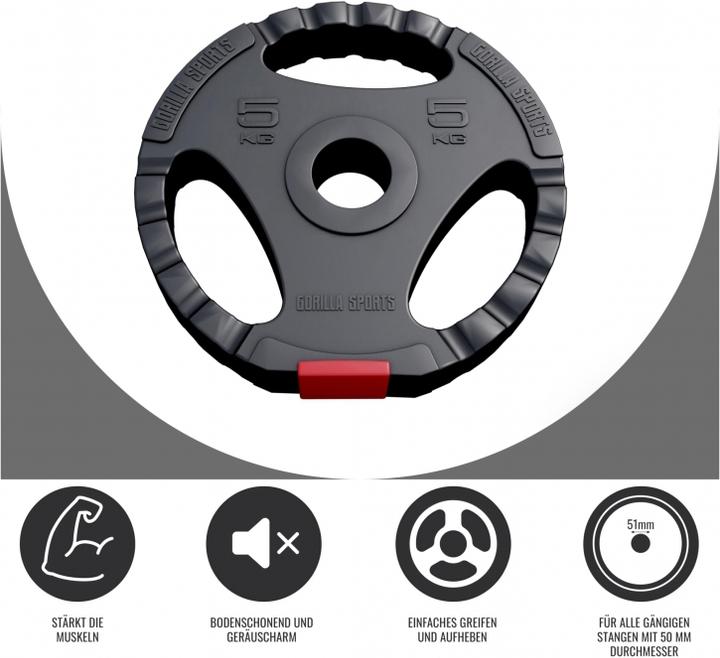 Produktbild Gorilla Sports Hantelscheibe Olympia 50/51mm (1 x 5 kg)