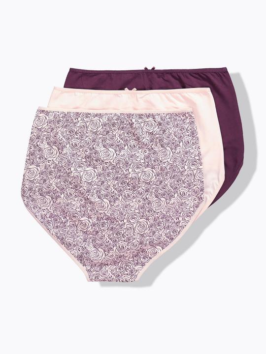 Immagine prodotto Ulla Popken Maxi slip in confezione da tre con rose/tinta unita (54)