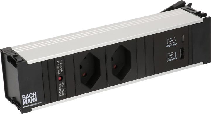 Produktbild Bachmann Einbausteckerleiste CONI 2x T13, 1x USB A/C (2 x, Typ 13, USB-A, USB-C)