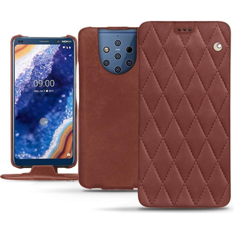 Noreve Lederschutzhülle vertikal (Nokia 9 PureView), Smartphone Hülle, Rot