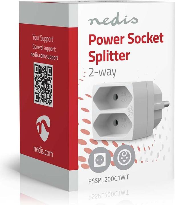 Actual product image Nedis Power distributor | Type F (CEE 7/7) | 250 V AC 50 Hz | Mains cable Connection B: Frankrech / Type C (CEE 7/16, CEE 7/7, 2x)