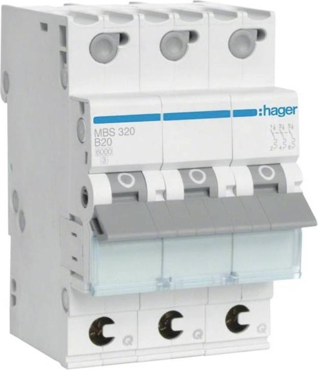 Image du produit Hager LE MBS320. Courant nominal : 20 A. Type : B-type, quantité de modules (max) : 3 module(s). Largeur