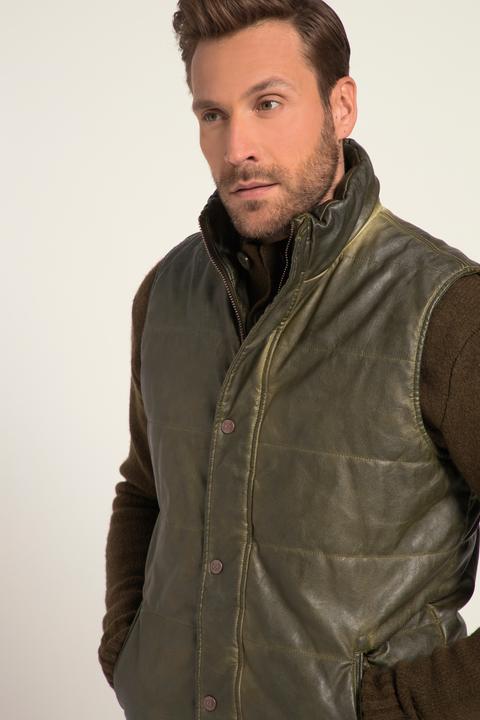 Produktbild JP1880 Steppweste, Outdoor, Vintage-Lederoptik, Stehkragen (5XL)