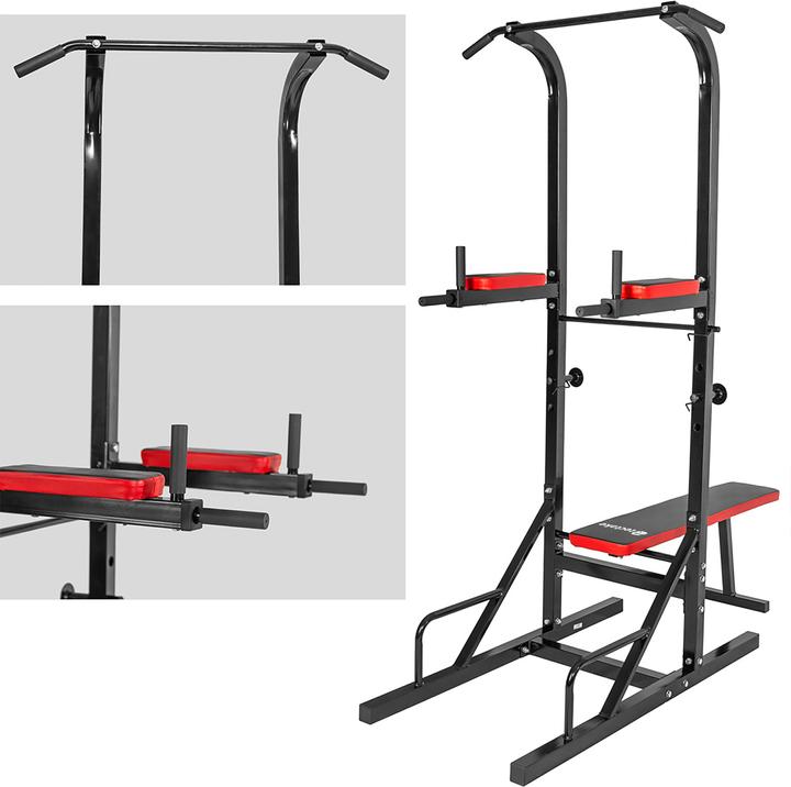Actual product image tectake Power tower with pull up bar and weight bench Reeves