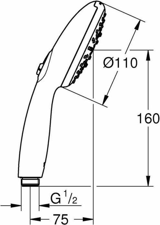 Produktbild Grohe Vitalio Start 110 QuickFix Handbrause, intelligente Strahlumstellung, wassersparend, 3 Strahlarten (3 Strahlarten, 7.40 l/min)