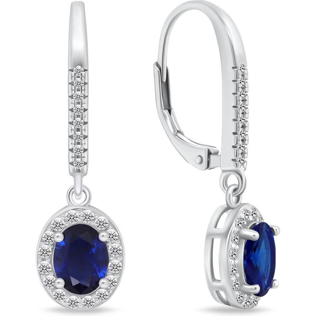 Brilio, Ohrringe, Silver - Silver dangle earrings withue zircons EA752WB