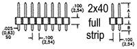 Produktbild OEM Stiftleiste 2 x 40 Polig RasterMass 2.54mm Gerade Gelb
