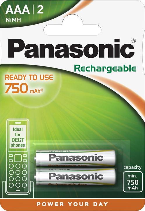 Actual product image Panasonic Rechargeable DECT (2 pcs., AAA, 750 mAh)