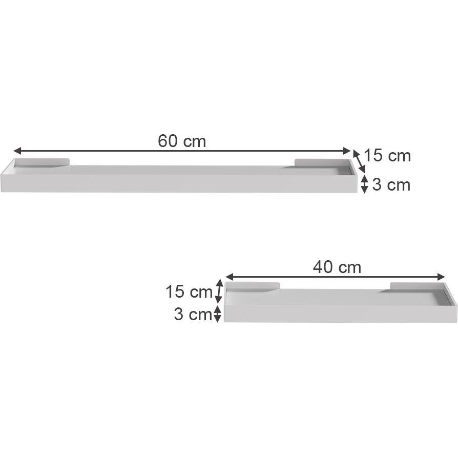 Thumbnail - Vichy, Regal, Wandregal Erni, Weiss, 60 x 3 cm 2er-Set