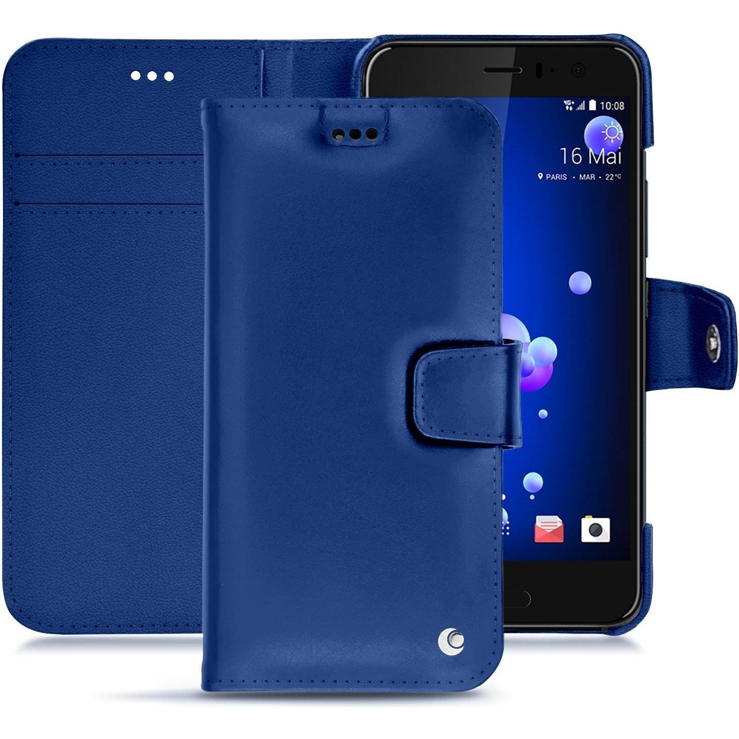 Noreve Lederschutzhülle Wallet (HTC U11), Smartphone Hülle, Blau