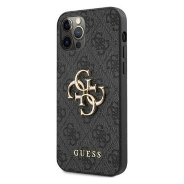 Guess IPhone 12 Pro Max Metalen Logovakje (Apple IPhone 12 Pro Max), Smartphonehoes, Grijs