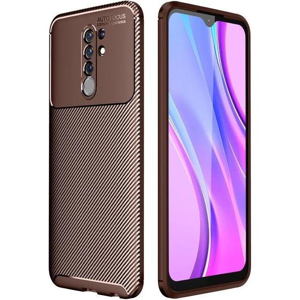 MU Style Carbon Fiber TPU Softcase Series (Xiaomi Redmi 9), Smartphone Hülle, Braun