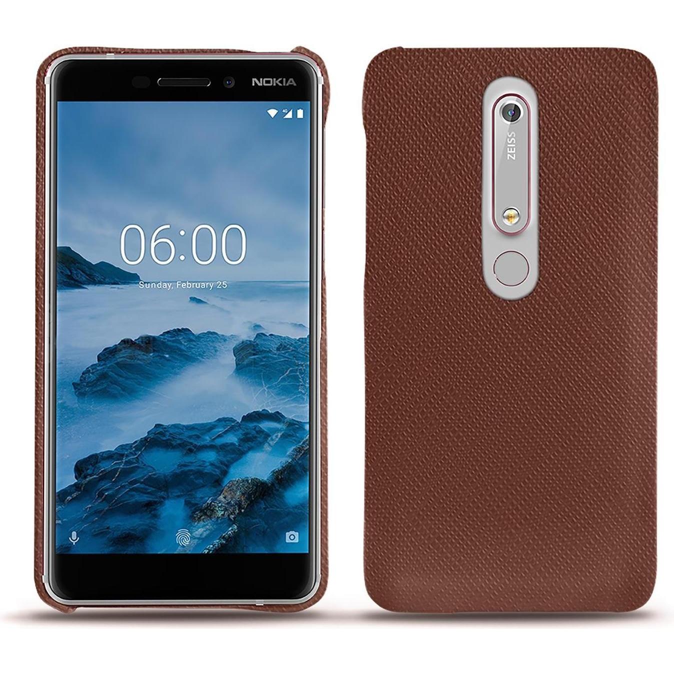 Noreve Lederschutzhülle (Nokia 6 (2018)), Smartphone Hülle, Braun